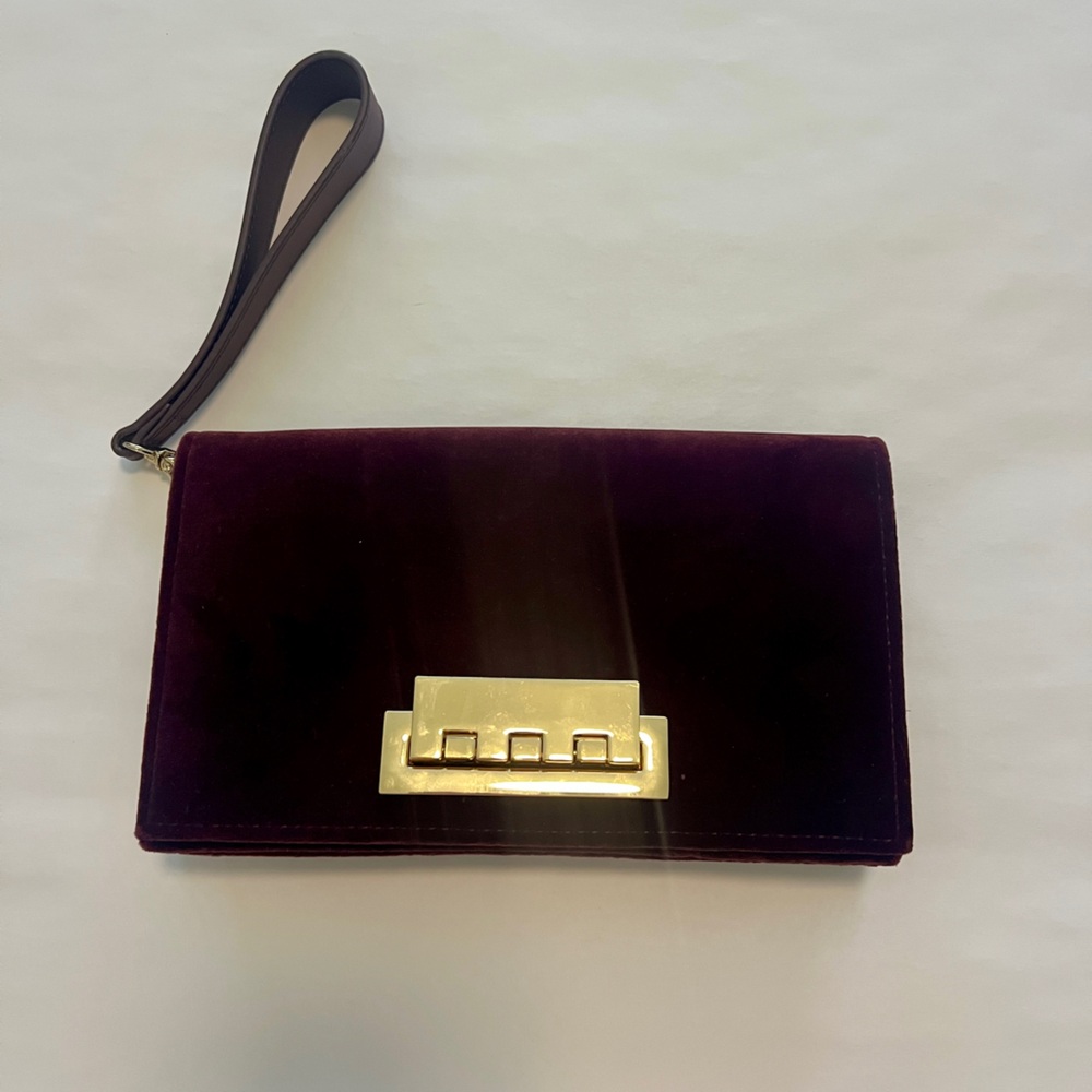 Zac Posen Deep Purple Clutch with Gold Hardware